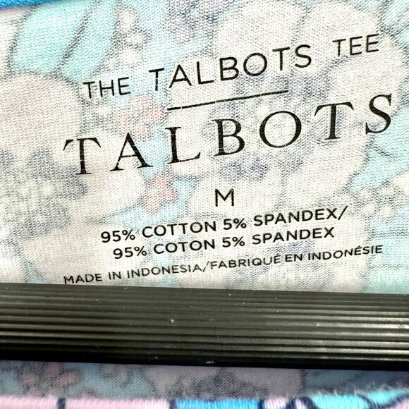 The TALBOTS Tee Sz Medium Blue 3/4 Sleeve Cotton Shirt Top Easter Spring Summer - Picture 2 of 8